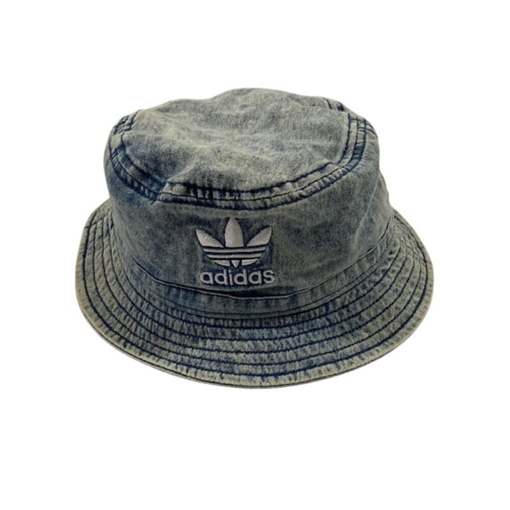 Addidas-Acid Washed Bucket Hat Denim Finish W/Trefoil Logo